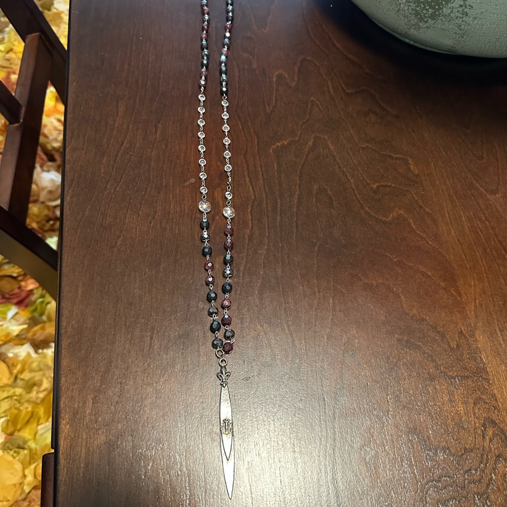 French Kande Elegant Black and Red Beaded Necklace